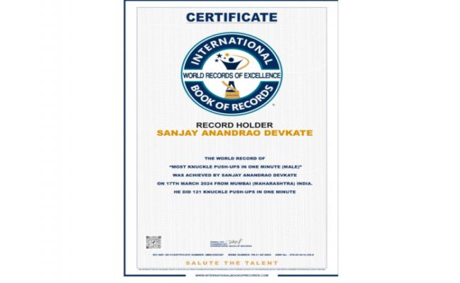 Sanjay Anandrao Devkate, Communication Sailor Establishes New Knuckle Push - Up Record