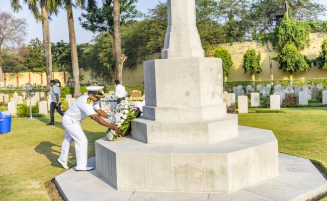 Commodore P Sasi Kumar, NOIC(WB) and Commanding Officer INS Netaji Subhas Indian Navy Represented The Indian Armed Forces at The ANZAC Day Remembrance Event Hosted by The Australia High Commission at Bhowanipur Cemetary, Kolkata on 25 April 2024.