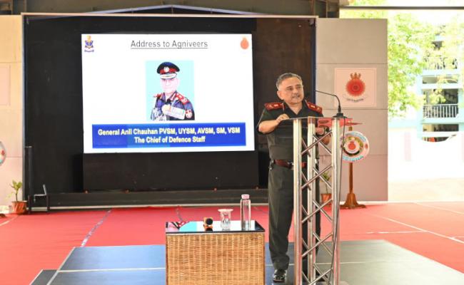 General Anil Chauhan CDS Visited INS Chilka, The Premier Ab-Initio Training Establishment of Indian Navy for Agniveers on 01 Jun 2024.