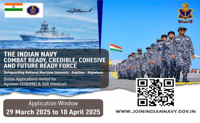Indian Navy invites applications for Agniveer (SSR/MR) and SSR (Medical)
