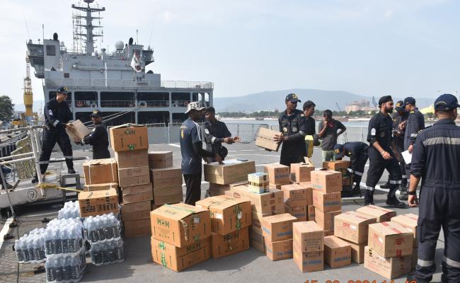 HQENC has Deployed INS Satpura with Relief Material for Providing Immediate Assistance to The Flood Affected Citizens of Myanmar