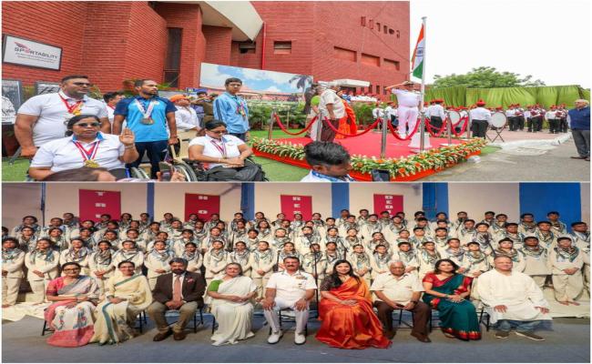 Admiral Dinesh K Tripathi,  CNS attended  Independence celebrations at Modern School, Barakhamba Road, New Delhi as the Chief Guest on 08 August 2025. The school’s band performance and hoisting of the National Flag by the CNS was followed by an enthralling cultural performance by the students showcasing  India’ s rich heritage, unity, and diversity. During his address, CNS urged the students to carry forward the legacy of the illustrious alumni, and as architects of India's future become the proud torch bea