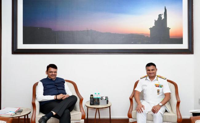 VICE ADMIRAL KRISHNA SWAMINATHAN, FOCINC WNC CALLED ON SHRI DEVENDRA FADNAVIS, HON'BLE CHIEF MINISTER OF MAHARASHTRA ON 20 SEPTEMBER 2025
