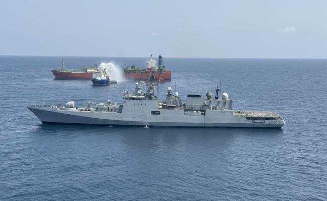 INS TRIKAND UNDERTAKES SUCCESSFUL FIREFIGHTING AND RECOVERY OPERATION FOR MT FALCON