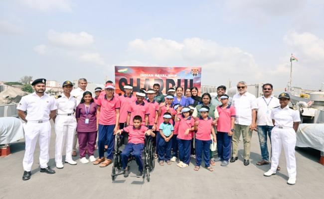 SOUTHERN NAVAL COMMAND HOSTS VISIT OF DIFFERENTLY ABLED CHILDREN TO INS SHARDUL AND NIAT AHEAD OF NAVY DAY 2025