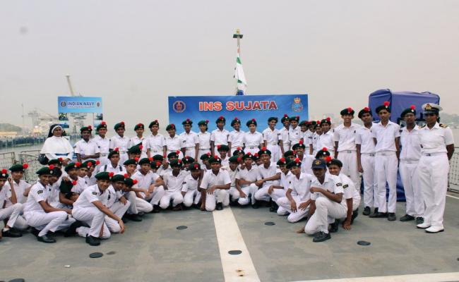 NCC CADETS EXPLORE NAVAL OPERATIONS AND LIFE AT SEA DURING VISIT TO INS SUJATA