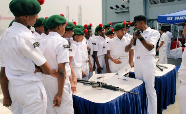 NCC CADETS EXPLORE NAVAL OPERATIONS AND LIFE AT SEA DURING VISIT TO INS SUJATA