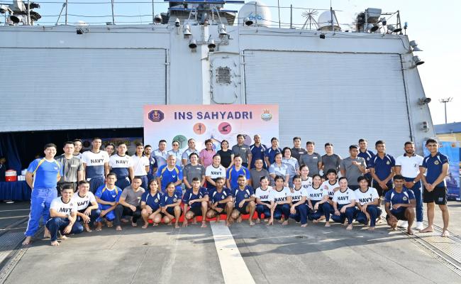  INS SAHYADRI AT MANILA, PHILIPPINES, CONDUCTED A JOINT YOGA SESSION