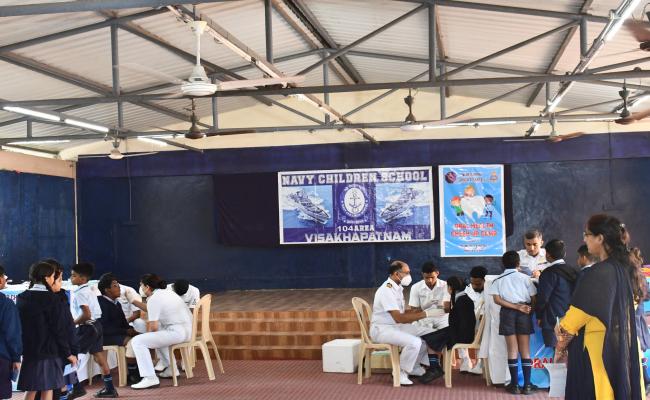 INDIAN NAVAL HOSPITAL SHIP INHS KALYANI CONDUCTED A DENTAL HEALTH CHECK-UP CAMP SVN COLONY AT VISAKHAPATNAM