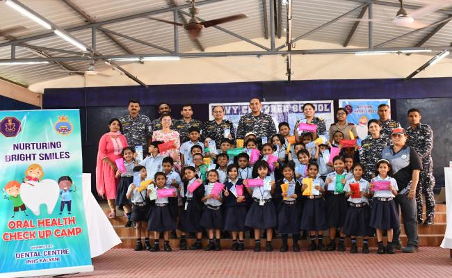 INDIAN NAVAL HOSPITAL SHIP INHS KALYANI CONDUCTED A DENTAL HEALTH CHECK-UP CAMP SVN COLONY AT VISAKHAPATNAM