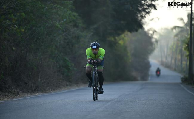 INDIAN NAVY’S PRANAV JHA SECURES PODIUM FINISH AT BERGMAN MYSURU HALF IRONMAN TRIATHLON