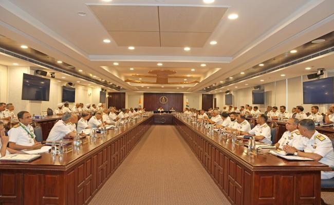 UNION HOME SECRETARY ADDRESSED THE SENIOR NAVAL LEADERSHIP ON DAY 3 OF ONGOING COMMANDERS' CONFERENCE AT NEW DELHI