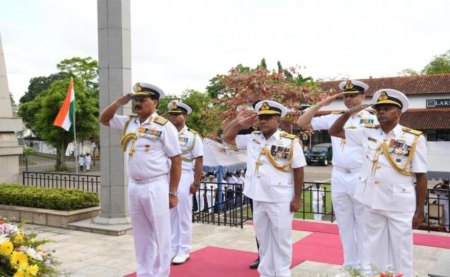 ADMIRAL DINESH K TRIPATHI CNS, LAID A WREATH AT THE IPKF MEMORIAL IN COLOMBO ON 22 SEPTEMBER 2025