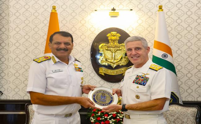 Admiral Dinesh K Tripathi CNS interacted with Admiral Stephen Thomas Koehler, Commander of US Pacific Fleet, at New Delhi on 07 October 2024.
