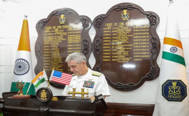 Admiral Dinesh K Tripathi CNS interacted with Admiral Stephen Thomas Koehler, Commander of US Pacific Fleet, at New Delhi on 07 October 2024.