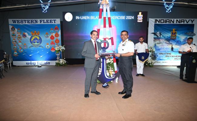 Admiral Dinesh K Tripathi CNS Hosted a Deck Reception Onboard INS Vishakhapatnam at Dubai on 23 October 2024.