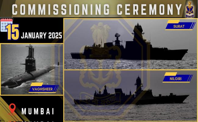 Indian Navy Set to Commission Three Frontline Fleet Assets Nilgiri, Surat and Vaghsheer