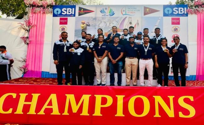 Indian Navy Sailing Team clinched an impressive Eight medals at  YAI Senior National Championship - SBI Sail India 2025