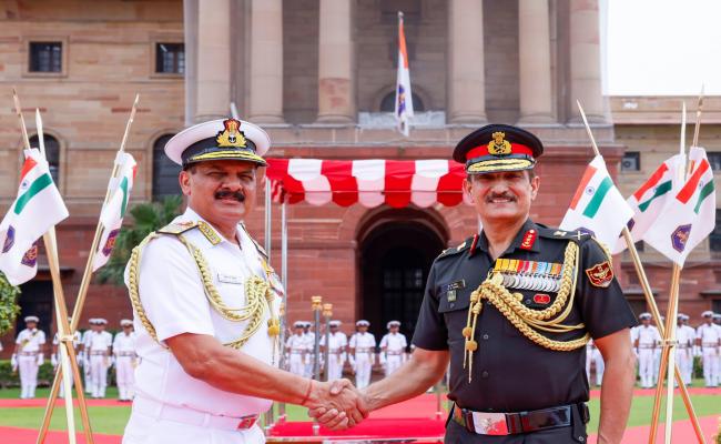 LT GEN D S RANA, CINCAN, CALLED ON ADM DINESH K TRIPATHI, CNS, AT NEW DELHI ON 09 JUL  2025.