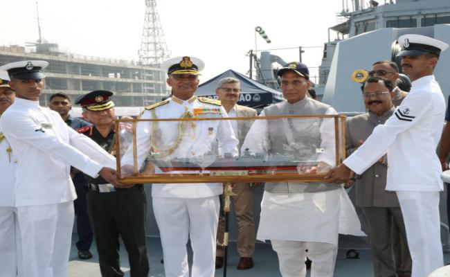 Keel Laying of The First Next Generation Offshore Patrol Vessel (ex-GSL) on 03 May 24 at Goa Shipyard Ltd