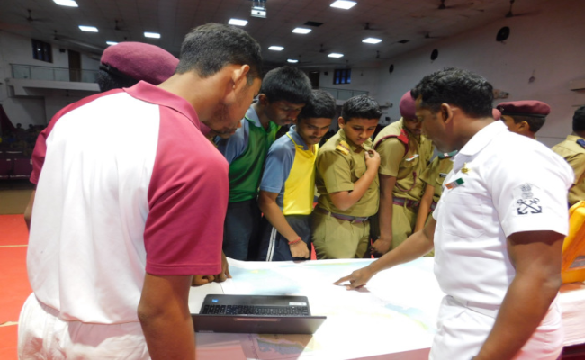 A Team Led by Cmde A Muralidhar, Command Hydrographic Officer, ENC Visited Sainik School Korukonda