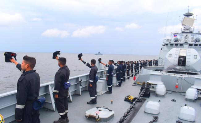 Indian Naval Ship Tabar Conducts Maritime Partnership Exercise (MPX) with Russian Naval Ship Soobrazitelny