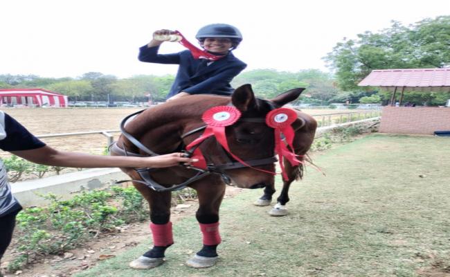 Miss Anshupriya D/o Cdr Ashish Tripathi Astride 'Goldspark' and Master Ashesh S/o Captain Sandeep Biswal Astride 'Hardik' Brought Laurels to The Indian Navy at The Delhi Horse Show