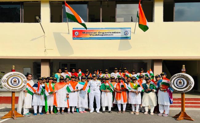 Women Employees of Material Organisation, Vizag Led a Vibrant Tiranga March