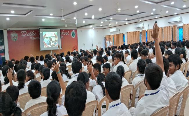 Lt Cdr Vivek Kumar Rai, Commanding Officer in ISV T37 from NOIC (APD) Delivered Motivational Talk on 'Navy as a Career Choice' at Delhi Public School, Visakhapatnam