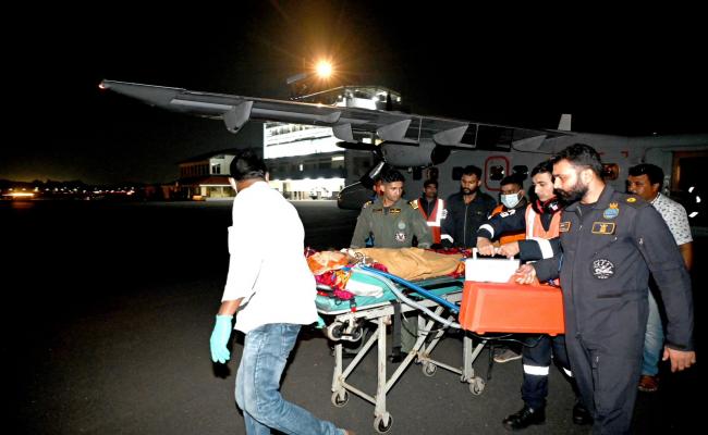 Night Medical Evacuation  from Agatti Island by Indian Navy Dornier