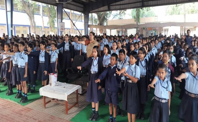 NAVAL PROVOST CONDUCTED ROAD SAFETY LECTURE AT NAVY CHILDREN SCHOOL, VISAKHAPATNAM