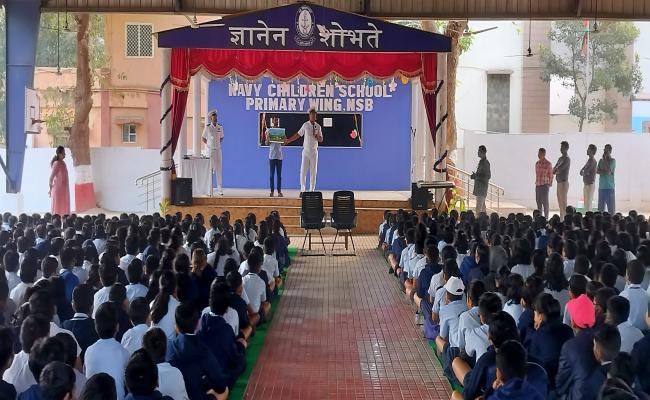 NAVAL PROVOST CONDUCTED ROAD SAFETY LECTURE AT NAVY CHILDREN SCHOOL, VISAKHAPATNAM