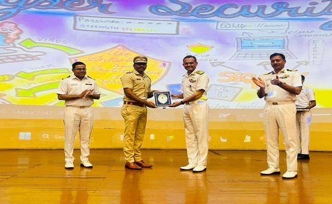 NAVAL STATION KARANJA HELD A VITAL SECURITY & CYBER AWARENESS LECTURE WITH ATS & CYBER POLICE WING, NAVI MUMBAI ON 04 MAR.