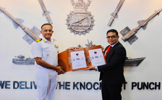 भा.नौ.पो. कलिंगा ने सिगाची इंडस्ट्रीज के साथ एक समझौता ज्ञापन पर हस्ताक्षर किए हैं ताकि विजागनेवीमैराथन शुरू किया जा सके।