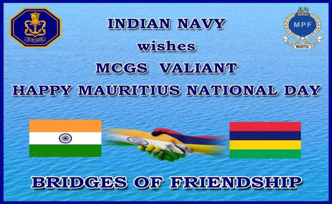 ENC celebrated National Day of Mauritius with the crew of MCGS Valiant at Visakhapatnam