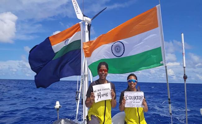 LT CDR ROOPA A AND LT CDR DILNA K SHARED THEIR INSPIRING NAVIKA SAGAR PARIKRAMA II EXPERIENCE