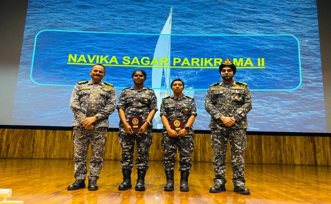 LT CDR ROOPA A AND LT CDR DILNA K SHARED THEIR INSPIRING NAVIKA SAGAR PARIKRAMA II EXPERIENCE