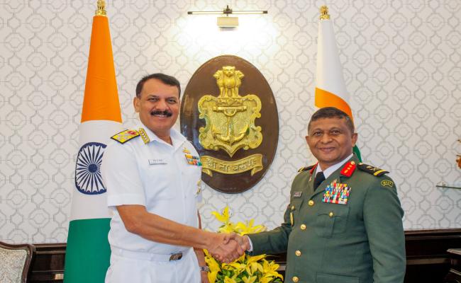 Major General Ibrahim Hilmy, Chief of Defence Force, Interacted with Adm Dinesh K Tripathi CNS, on The Sidelines of The 5th India Maldives Defence Cooperation Dialogue.