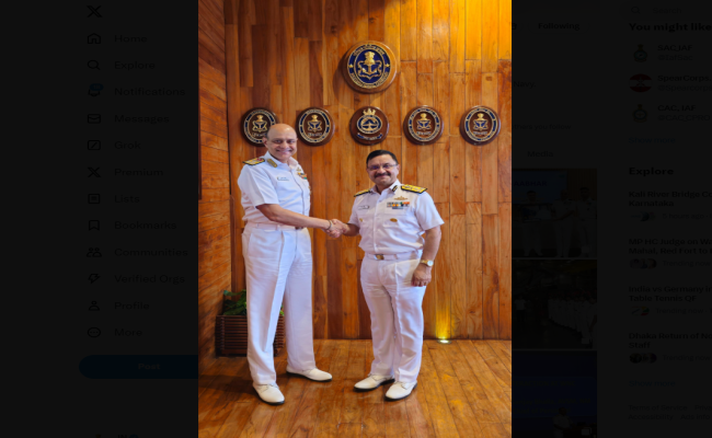 Indian Coast Guard Commander (Western Seaboard) called on Vadm Sanjay J Singh, FOCINC WNC, on 06 Aug