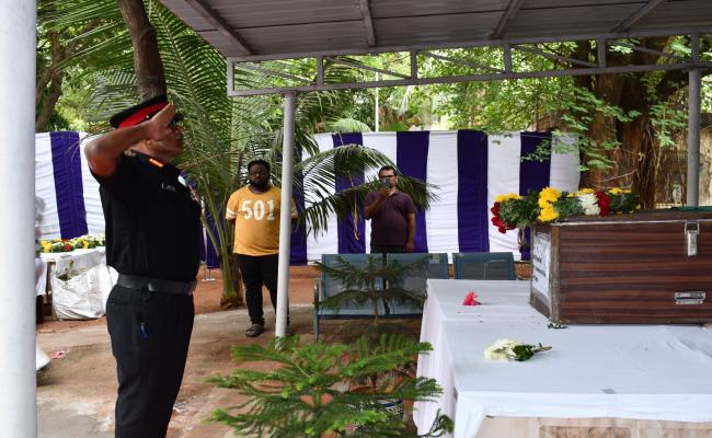 Officials from The Indian Army, India Nnavy, District Administration, Police Department, and NCC Paid Tributes to Battle Casualty CFN Gottapu Sankara Rao of Armoured Workshop During his Funeral at his Native Village in Bandangi, Vizianagaram District on 1