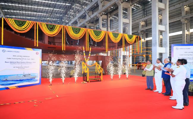 तीसरे कैडेट प्रशिक्षण पोत (यार्ड 18005) का कील-स्थापन समारोह