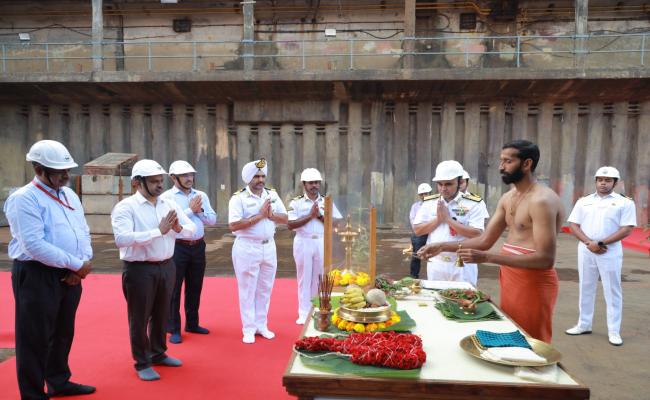 Keel Laying of Sixth Ship (By 528, Magdala) of ASW SWC Project at CSL, Kochi